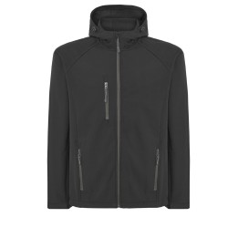 KURTKA Z KAPTUREM  Black SOFTSHELL HOOD JACKET