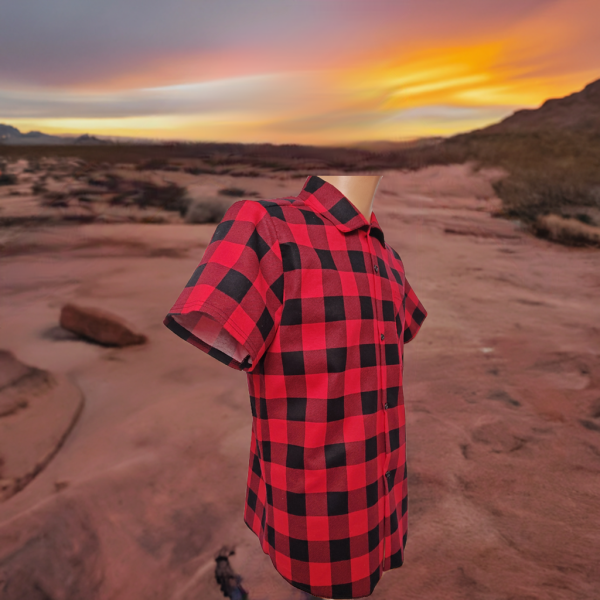 Koszula krótki rękaw czerwono czarna Standard