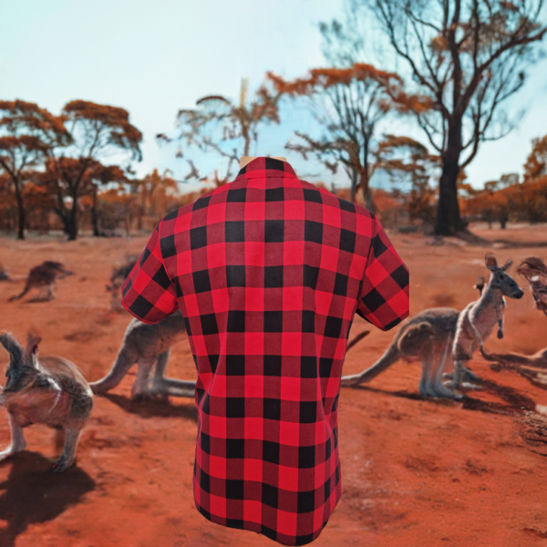 Koszula krótki rękaw czerwono czarna Standard