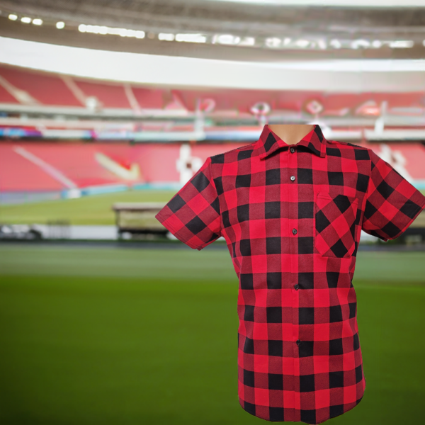 Koszula krótki rękaw czerwono czarna Standard