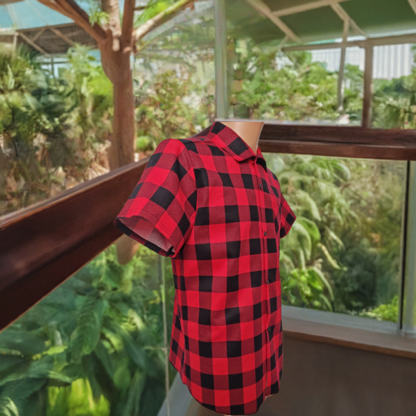 Koszula krótki rękaw czerwono czarna Standard