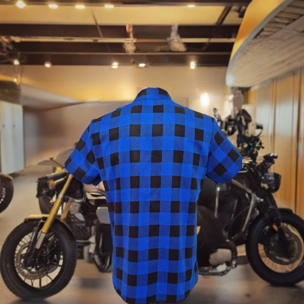 Koszula flanelowa krótki rękaw niebiesko czarna Standard