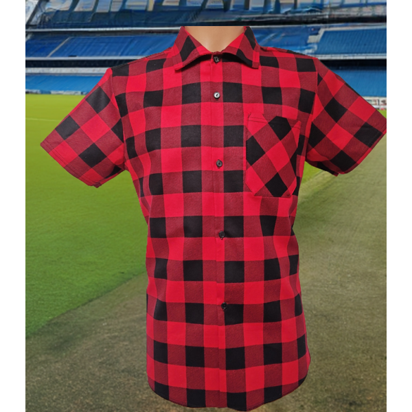 Koszula krótki rękaw czerwono czarna Standard