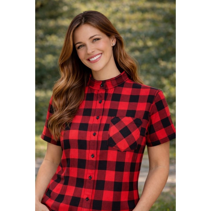 Koszula krótki rękaw flanelowa czerwona B-27