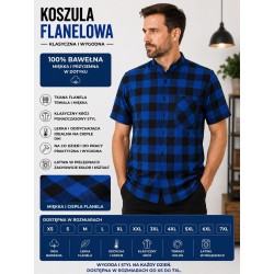 Koszula krótki rękaw flanelowa  niebieska B-27
