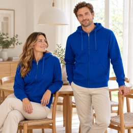 Bluza z kapturem zapinana na suwak niebieska 60% bawełna 40% poliester