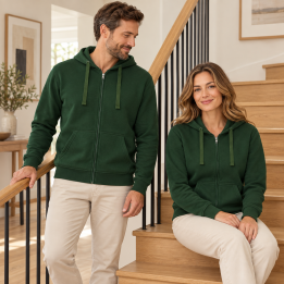 Bluza z kapturem zapinana na suwak zielona 60% bawełna 290 g/m²
