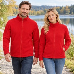 Bluza polarowa czerwona 300 g/m² z pełnym zamkiem i kieszeniami