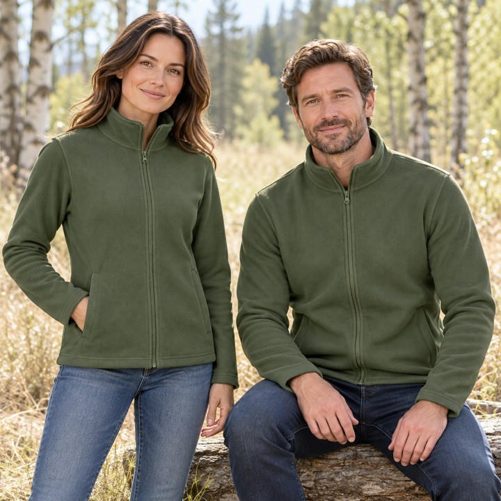 Bluza polarowa Khaki 300 g/m² z pełnym zamkiem i kieszeniami