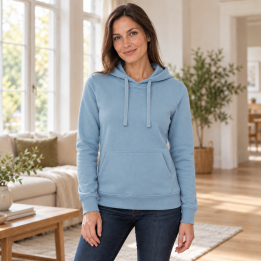 Bluza damska z kapturem i kieszenią kangurka –Sky blue