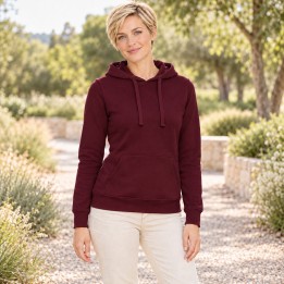 Bluza damska z kapturem i kieszenią kangurka – Burgundy