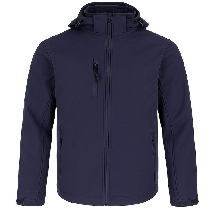 Kurtka softshell z kapturem granatowa, wodoodporna 10 000 mm
