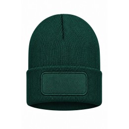 Czapka zimowa Logo- Bottle Green z bawełnianą naszywką do