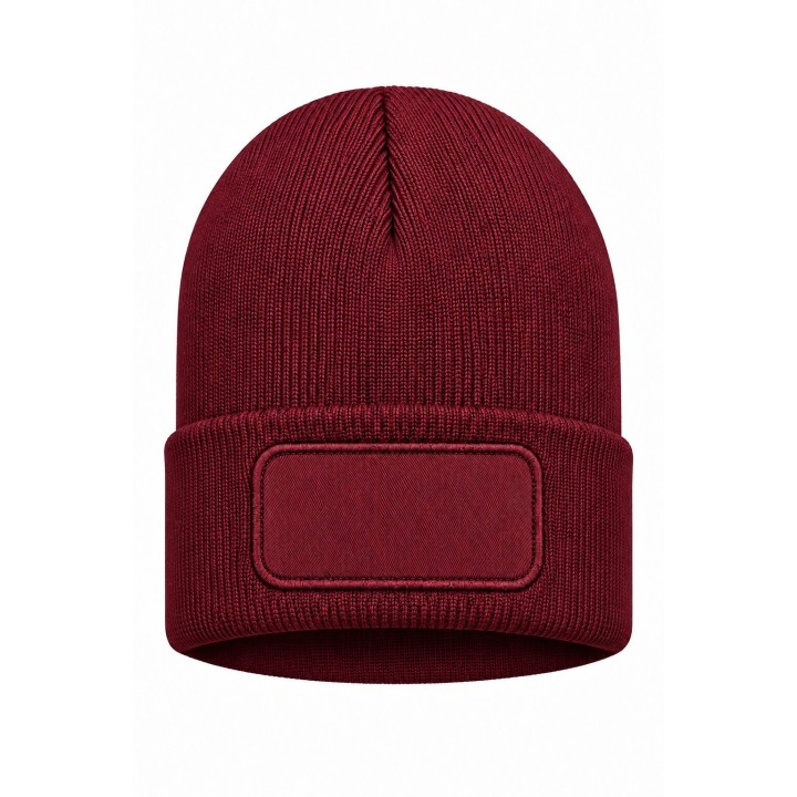 Czapka zimowa Logo- Burgundy z dwuwarstwowej dzianiny akrylowej