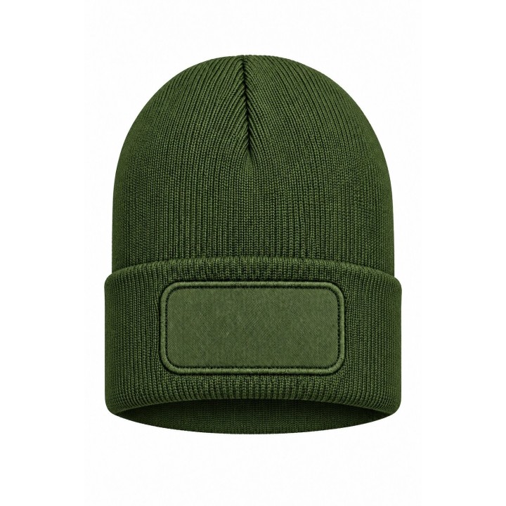 Czapka zimowa Logo Khaki dwuwarstwowa akrylowa z naszywką do