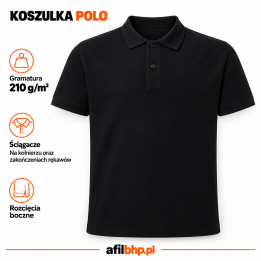 Koszulka Polo 210 czarna męska z bawełny typu pique 210 g/m²