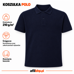 Koszulka Polo 210 Granatowa – 100% bawełna czesankowa, 210 g/m²