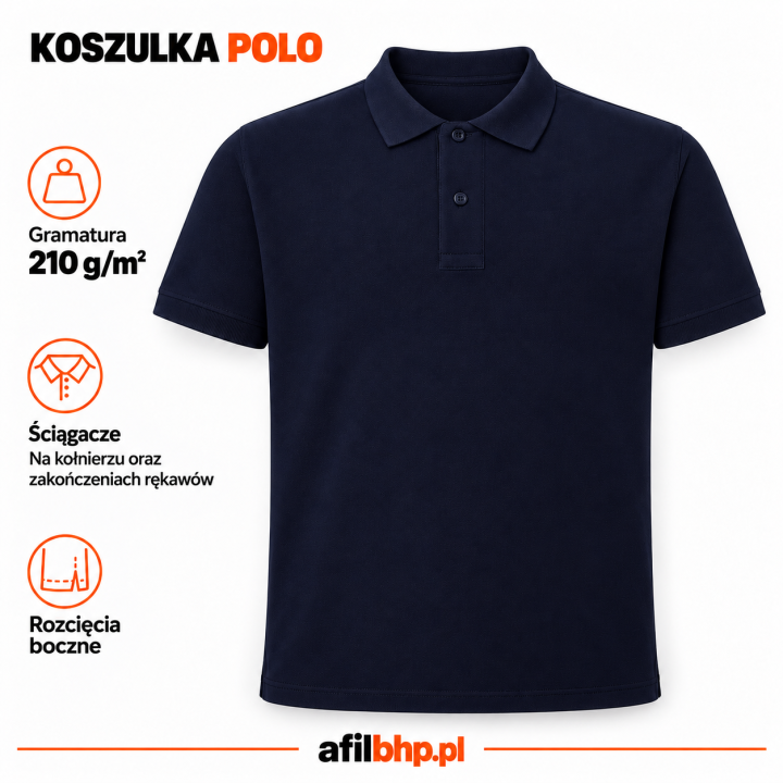 Koszulka Polo 210 Granatowa – 100% bawełna czesankowa, 210 g/m²