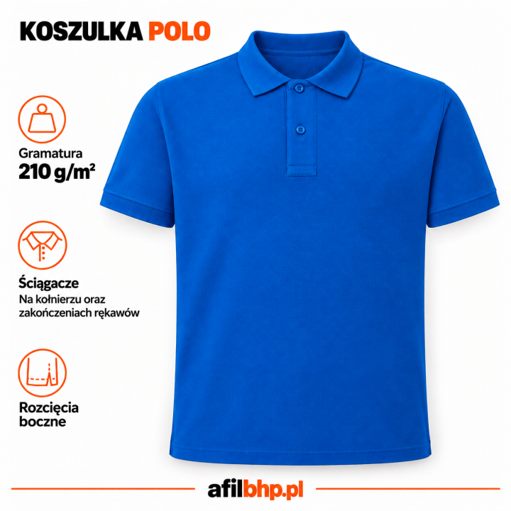 Koszulka Polo 210 Niebieska - 100% bawełna, gramatura 210 g/m²