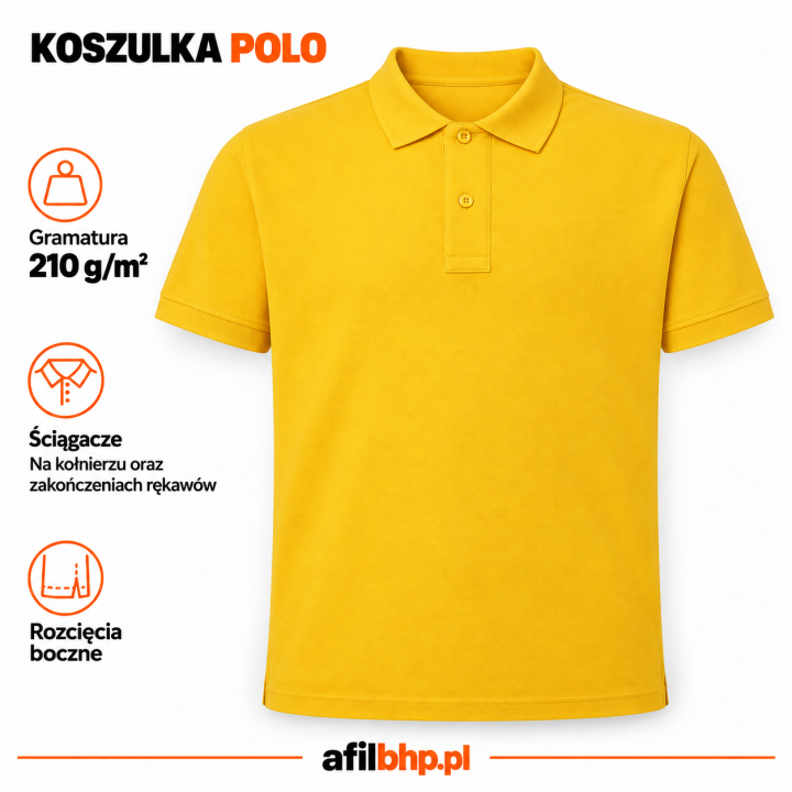 Koszulka Polo 210 Żółta z bawełny czesankowej typu pique