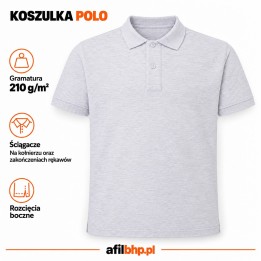 Koszulka Polo 210 g/m² jasno szara z bawełny pique