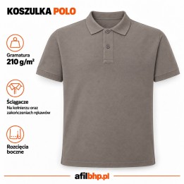 Koszulka Polo 210 Zinc z dzianiny pique – stabilizowana bawełna