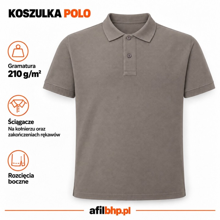 Koszulka Polo 210 Zinc z dzianiny pique – stabilizowana bawełna