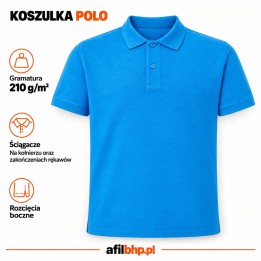 Koszulka Polo 210-Azzure z bawełnianej dzianiny pique 210 g/m²