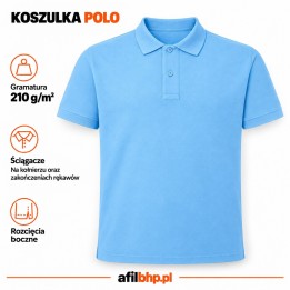 Koszulka Polo 210-Jasno Niebieski z bawełny czesankowej pique 210 g/m²