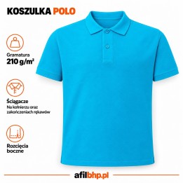 Koszulka Polo 210-Turkus z bawełnianej dzianiny pique 210 g/m²