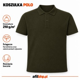Koszulka Polo 210-Oliwkowa ciemna 100% bawełna stabilizowana 210 g/m²