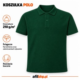 Koszulka Polo 210-Butelkowa zieleń z bawełny czesankowej