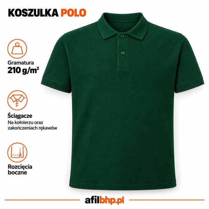 Koszulka Polo 210-Butelkowa zieleń z bawełny czesankowej