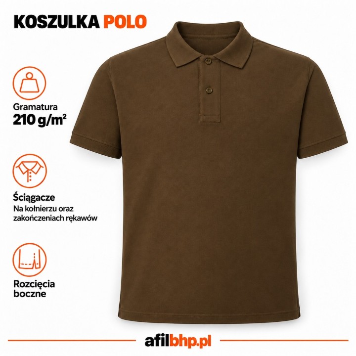 Koszulka Polo 210-Khaki z bawełny stabilizowanej 210 g/m²