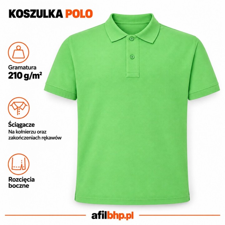 Koszulka Polo męska 210 g/m² z bawełny czesankowej, limonkowa