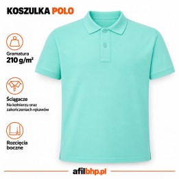 Koszulka Polo 210-Miętowy z bawełny stabilizowanej 210 g/m²