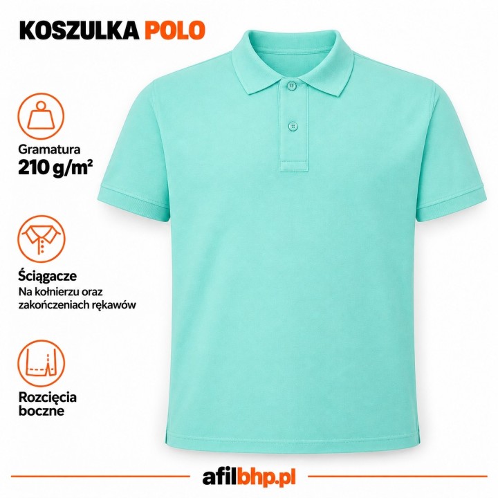 Koszulka Polo 210-Miętowy z bawełny stabilizowanej 210 g/m²