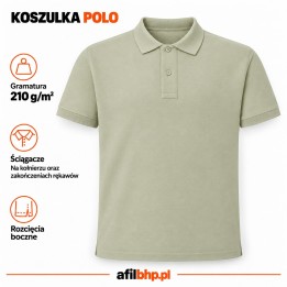 Koszulka Polo 210-Pistacjowa z bawełny czesankowej 210 g/m²