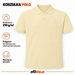 Koszulka Polo 210-Pastelowożółta z bawełny czesankowej pique