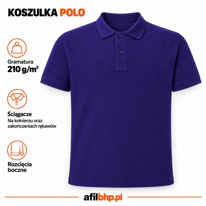 Koszulka Polo 210-Fioletowa z bawełny czesankowej 210 g/m²
