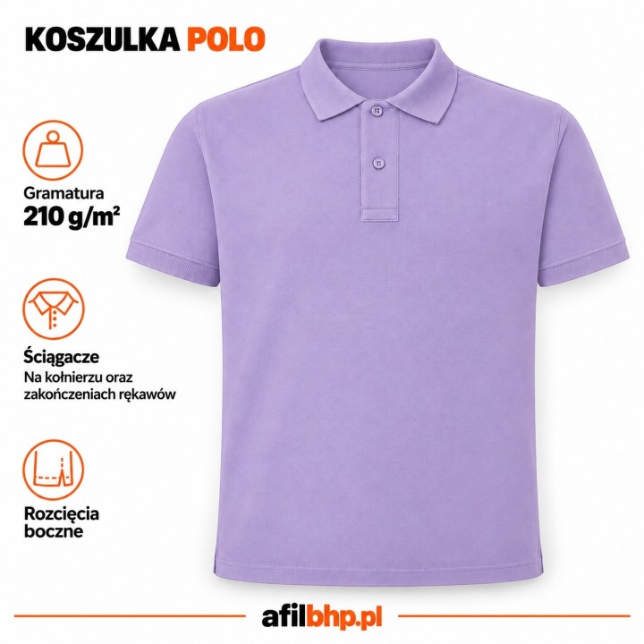 Koszulka Polo 210-Lawendowa z bawełny czesankowej 210 g/m²