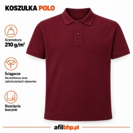 Koszulka Polo 210-Burgundy 100% bawełna czesankowa 210 g/m²