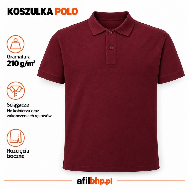 Koszulka Polo 210-Burgundy 100% bawełna czesankowa 210 g/m²
