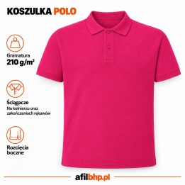 Koszulka Polo 210 g/m² Fucsia – męska bawełniana pikowana