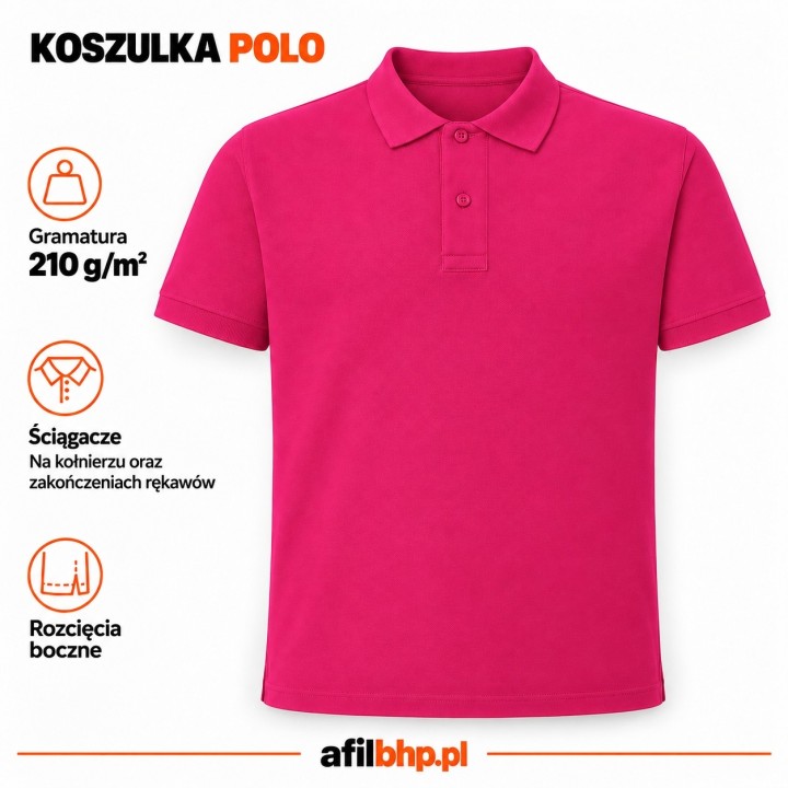 Koszulka Polo 210 g/m² Fucsia – męska bawełniana pikowana