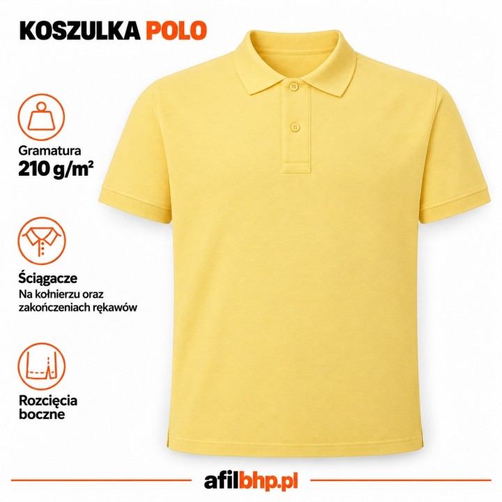 Koszulka Polo 210 Cytrynowo żółta z bawełny czesankowej 210 g/m²