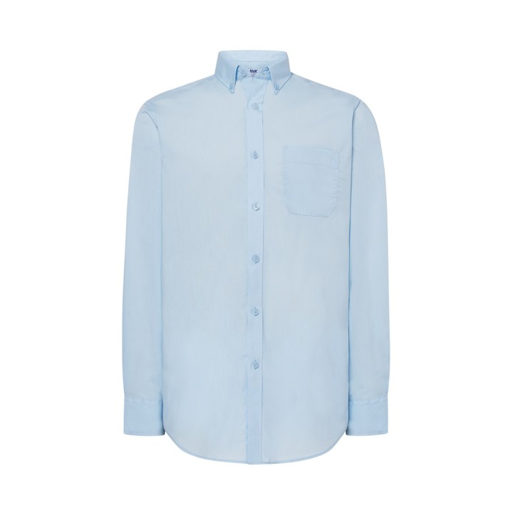 Koszula SHA POP SK – męska, poplin, długi rękaw, Sky Blue