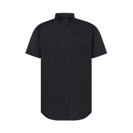 Koszula męska z krótkim rękawem SHA POPSS BK Black poplin