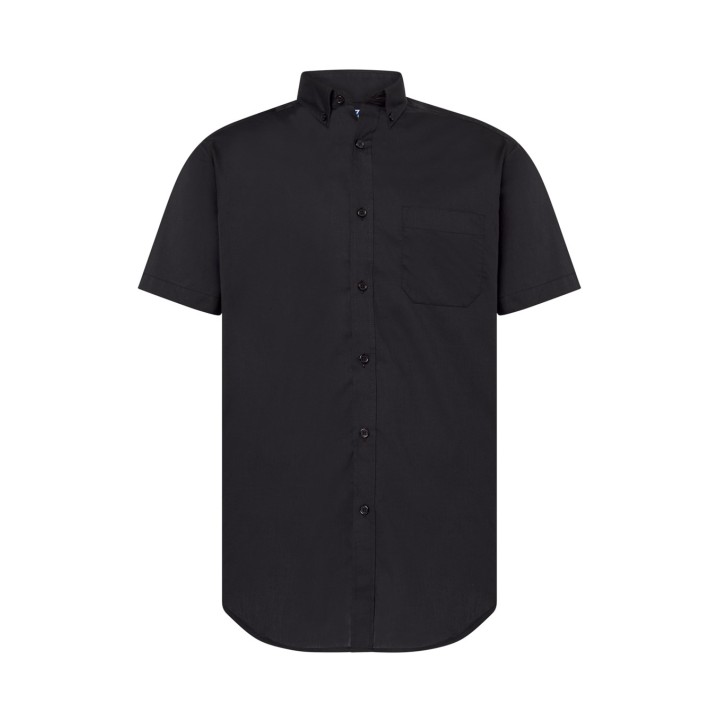 Koszula męska z krótkim rękawem SHA POPSS BK Black poplin