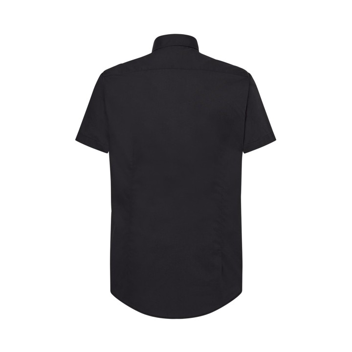 Koszula męska z krótkim rękawem SHA POPSS BK Black poplin